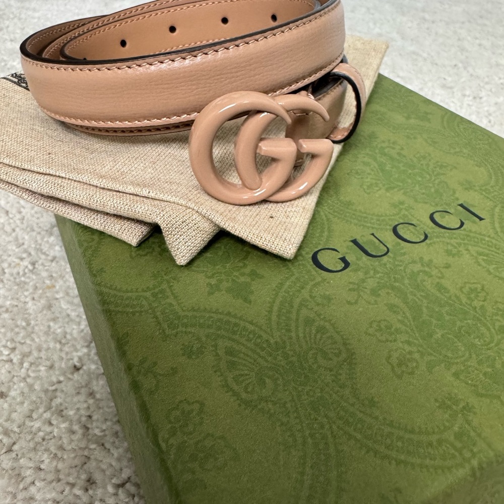 Gucci Tan Leather Belt with Iconic GG Buckle
